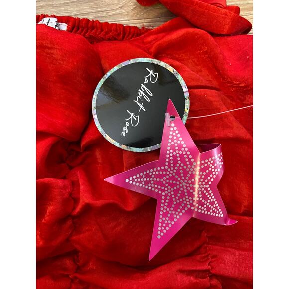 Rabbit Rose Womens Ruched Smocked Red Cropped Tank Top Bustier NEW Large - Picture 8 of 9